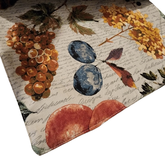 Pumpkin Fall S/4 Envogue Rustic Floral Script 100% Cotton Placemats Fruit Leaves - Picture 2 of 3